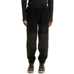 Stone Island Black High Pile Fleece Cargo Jogger Pants Size L NWT
